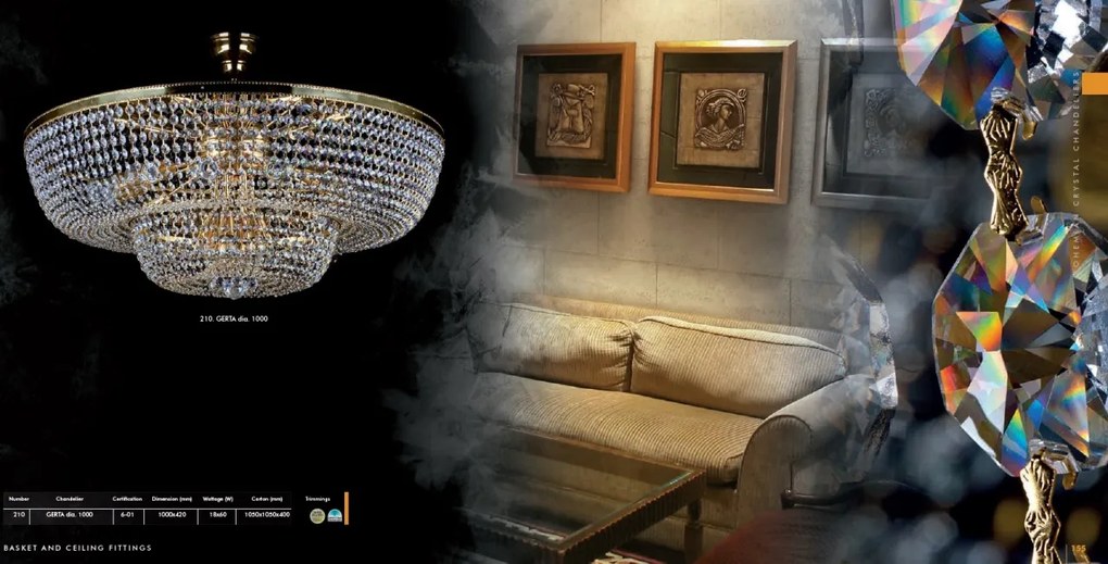 Plafoniera cristal Cristal Bohemia Exclusive diametru 35cm Gerta dia 350 CE