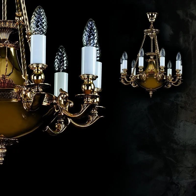 Lustra LUX din alama, Candelabru 9 brate DAFNE