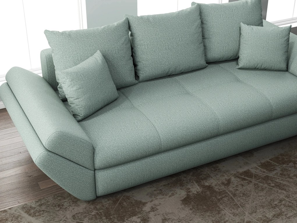 Canapea extensibilă dumonde cu ladă de depozitare si sezut confortabil din spuma high-density, Loana Enjoy Mint 250x100 cm