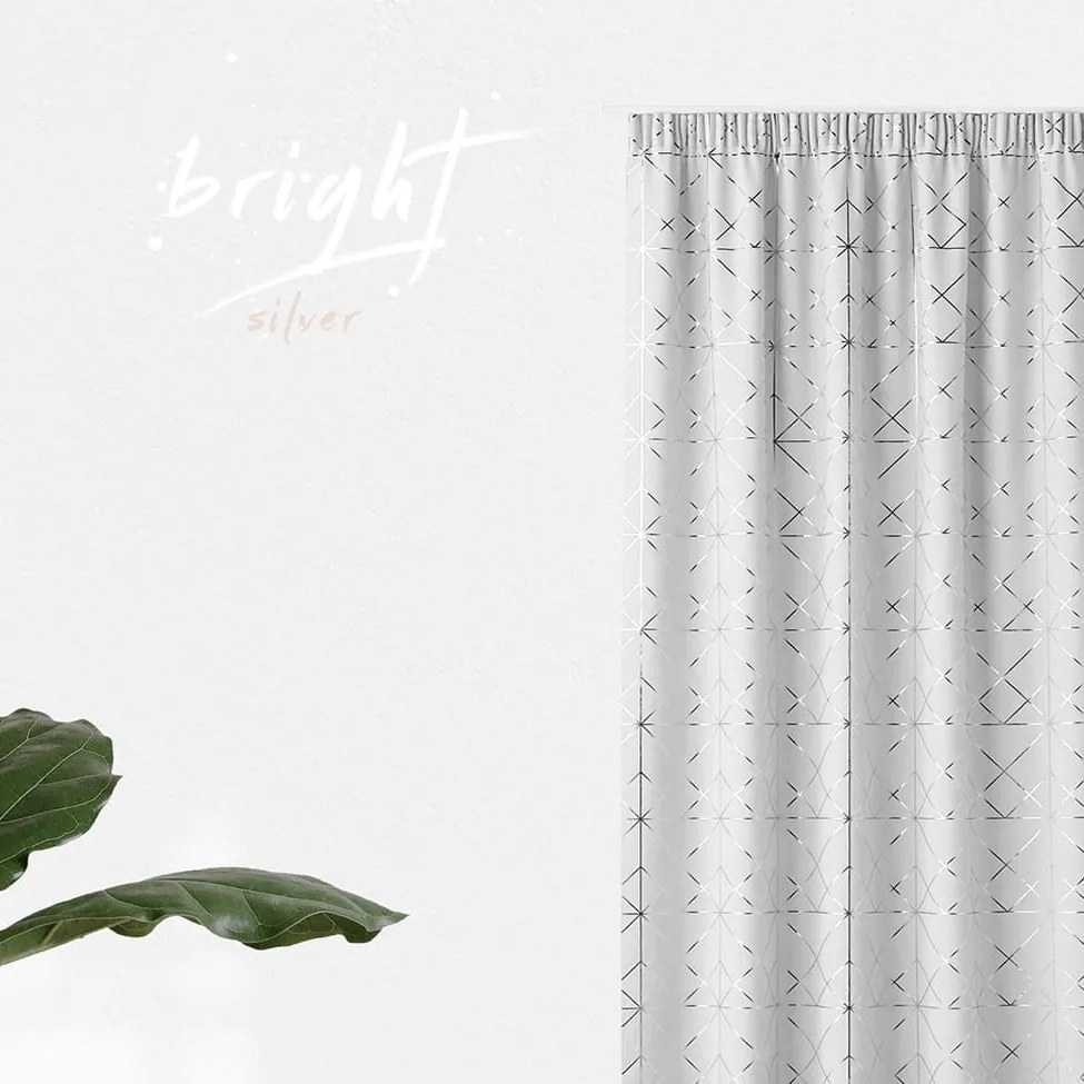 Draperie albă scandinavă cu modele și agățat de un știft 140x250 cm