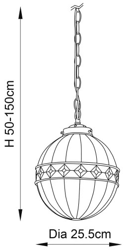 Endon 67044 - Lustră suspendată Tiffany FARGO pe lanț, 1xE14/40W/230V, Ø 25,5 cm