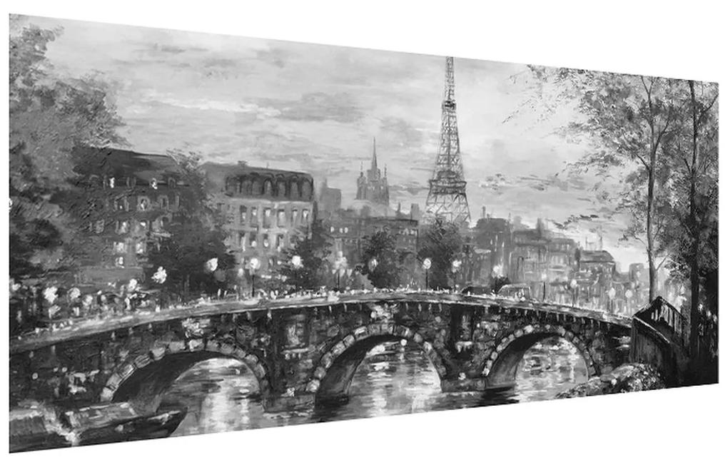 Tablou albnegru cu peisaj și turnul Eiffel (120x50 cm), în 40 de alte dimensiuni noi