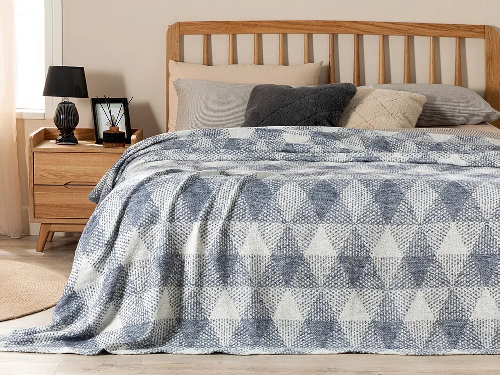 Diamond Check Soft Pătură pentru Două Persoane 180x220 cm Bleumarin