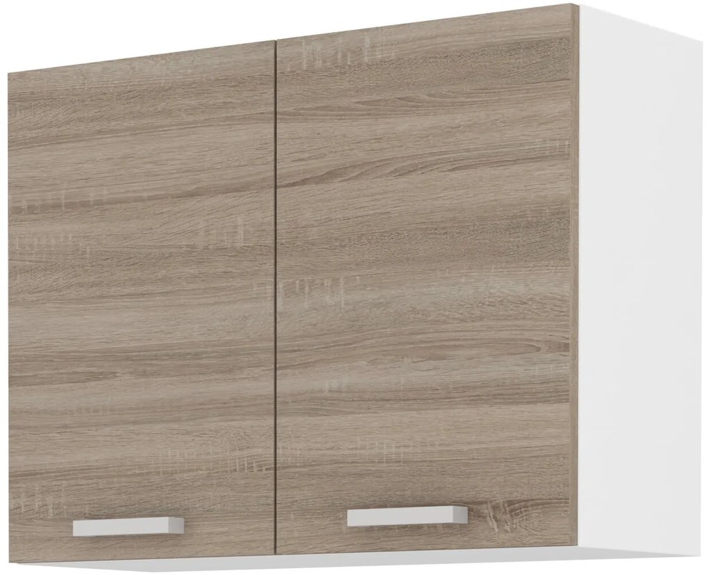 Dulap superior de bucătărie Domton 80 G 60 2F (Alb + Stejar sonoma truflă). 1033026