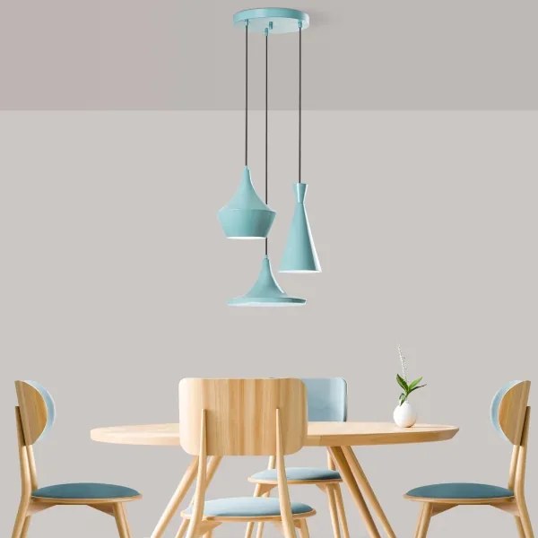 Lustră suspendată pe cablu TOM, 3 x E27, 40 W, 230 V, albastră