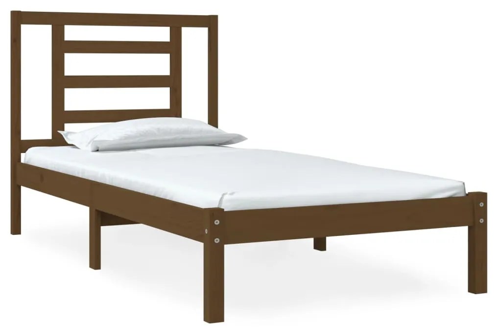 3104311 vidaXL Cadru de pat mic single, maro miere, 75x190 cm, lemn masiv