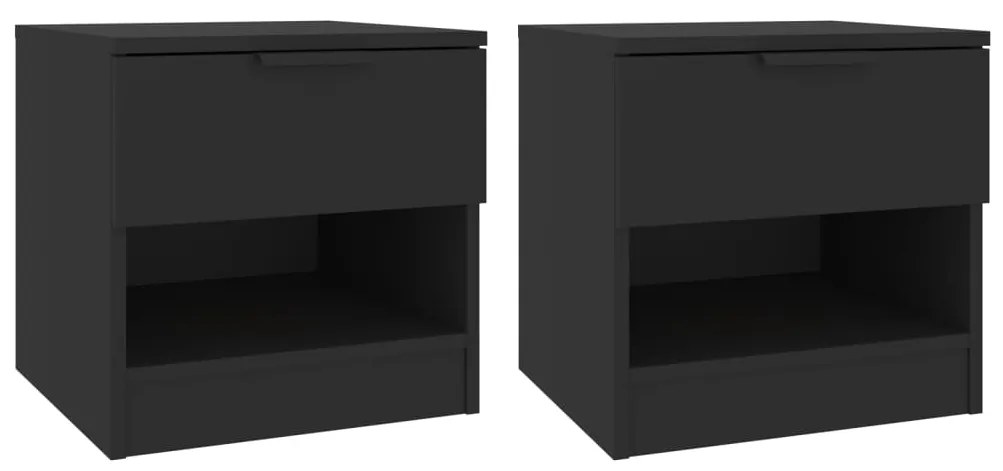 811253 vidaXL Noptiere, 2 buc., negru, lemn prelucrat