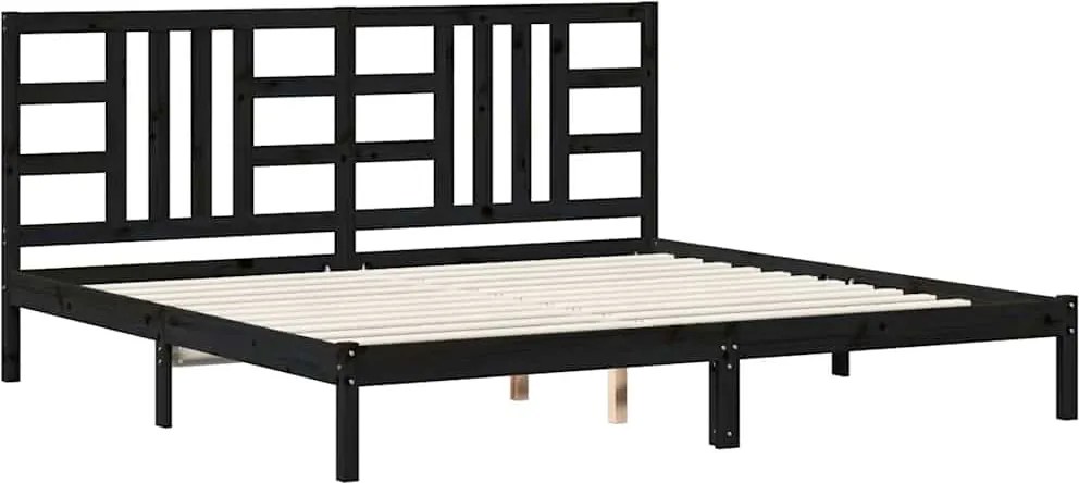 vidaXL Cadru de pat, negru, 200x200 cm, lemn masiv