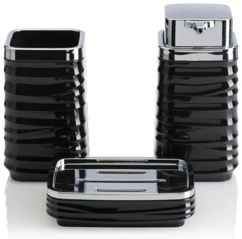 Set de baie WAVE 5 buc. negru/crom