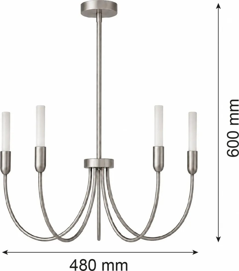 Candelabru cu 5 brate AUGUSTINE nickel/alb