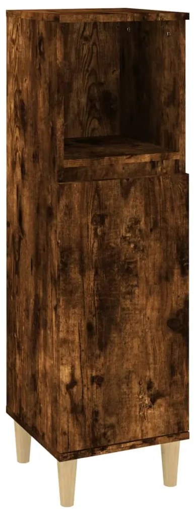 819809 vidaXL Dulap de baie, stejar afumat, 30x30x100 cm, lemn prelucrat