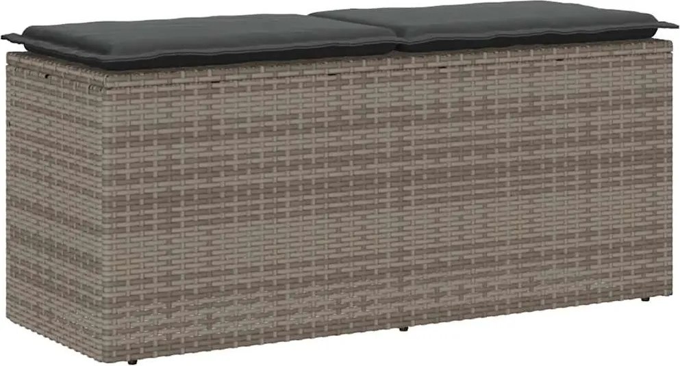 vidaXL Bancă de grădină cu pernă gri 110x40x44 cm polirattan