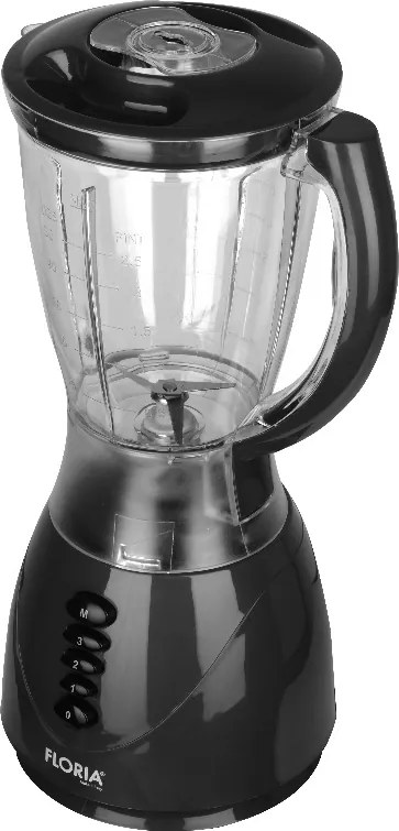 Blender FLORIA ZLN3080 Negru, Putere 300W, capacitate 1.5L, 3 viteze, Functie puls-Vas plastic