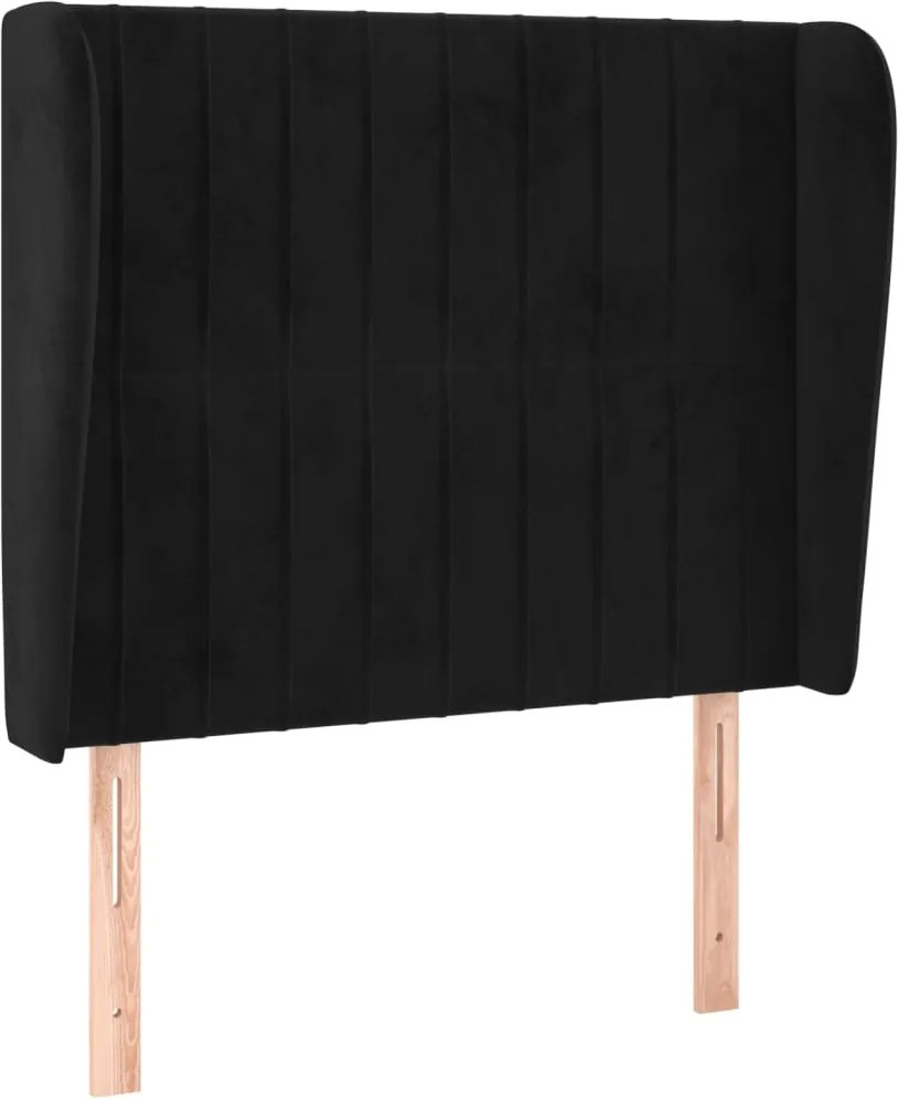 vidaXL Tăblie de pat cu aripioare, negru, 93x23x118/128 cm, catifea