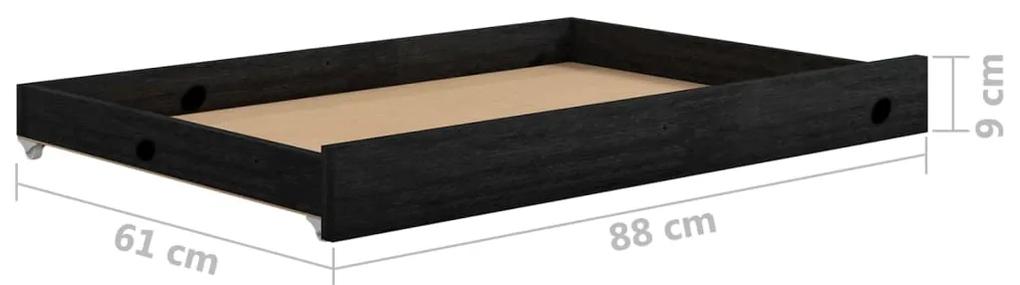 Pat de zi cu sertare,negru, 90x200 cm,lemn masiv de pin Negru