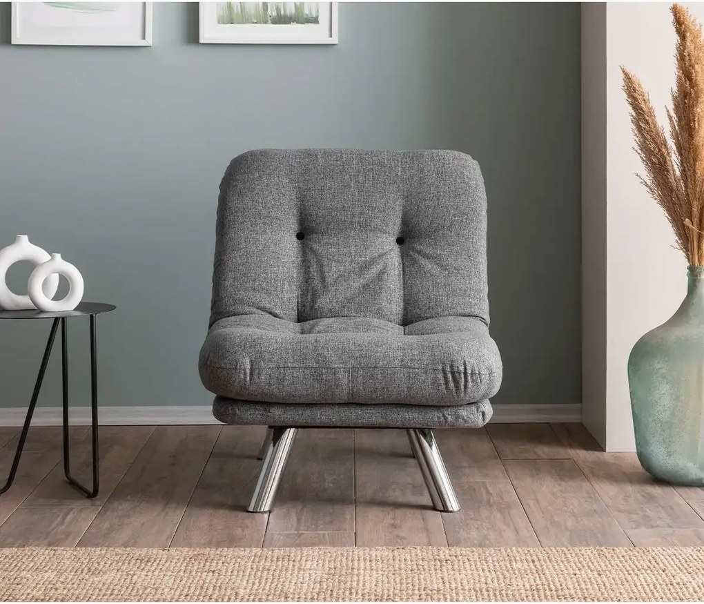 Set canapea extensibila 3 locuri si 1 fotoliu extensibila ,living, 180x110 cm – stofa, gri – Merburn