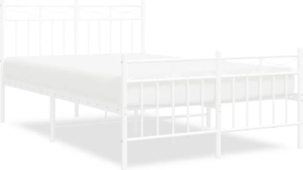 vidaXL Cadru de pat metalic cu tăblie, alb, 120x200 cm