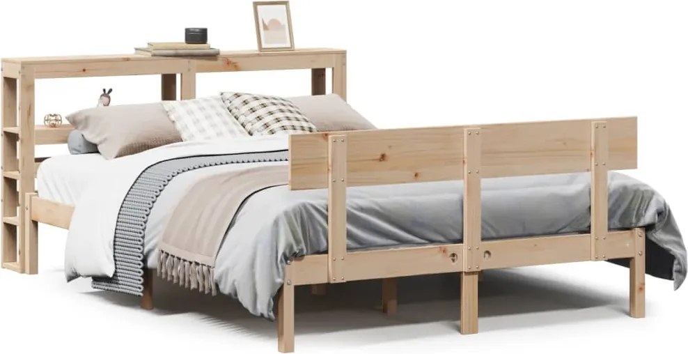 vidaXL Cadru de pat fără saltea, 140x190 cm, lemn masiv de pin