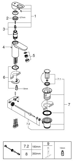 GROHE 23803000 - Baterie pentru lavoar EUROSMART, crom lucios