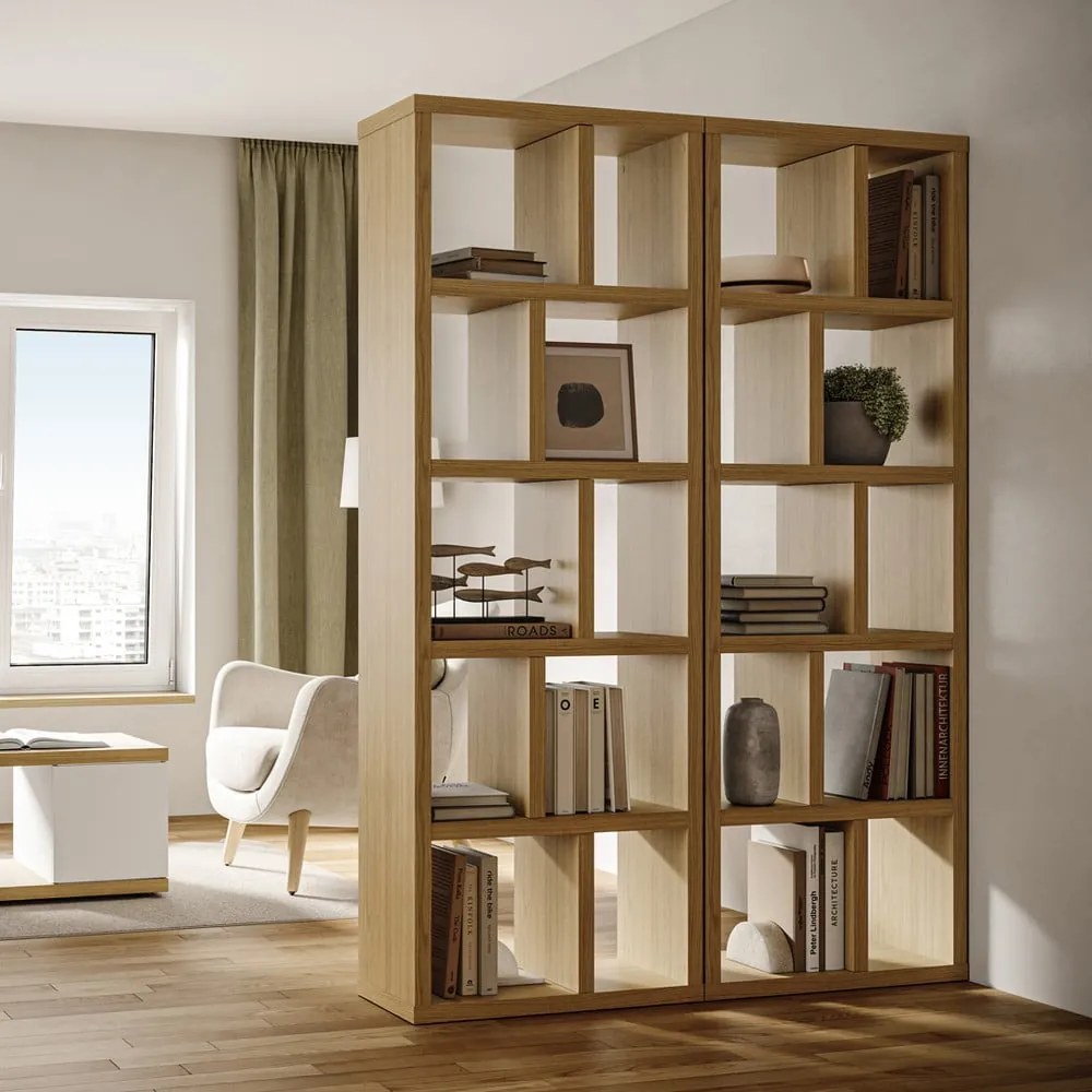 Bibliotecă în culoare naturală cu aspect de lemn de stejar 70x198 cm Berlin – TemaHome