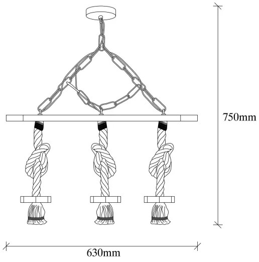 Candelabru EREBOS pe lanț 3xE27/40W/230V maro