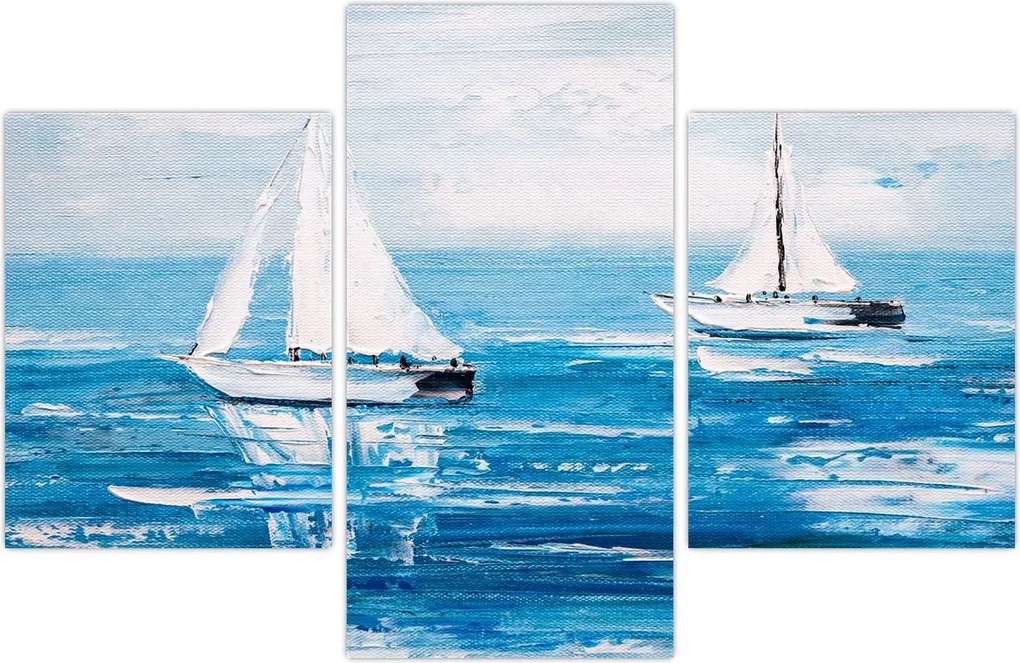 Tablou - Pictură yacht pe mare (90x60 cm)