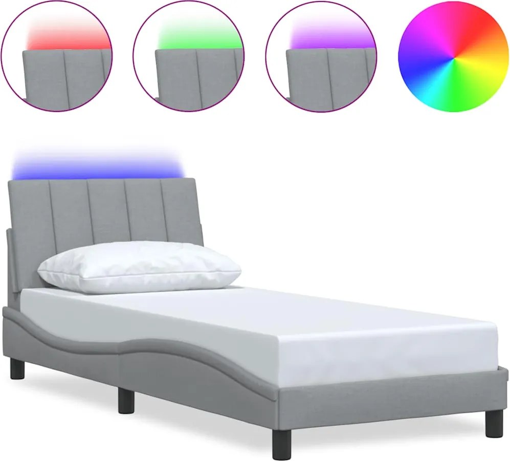 vidaXL Cadru de pat fără saltea, Hanko, gri deschis, 80x200 cm, textil