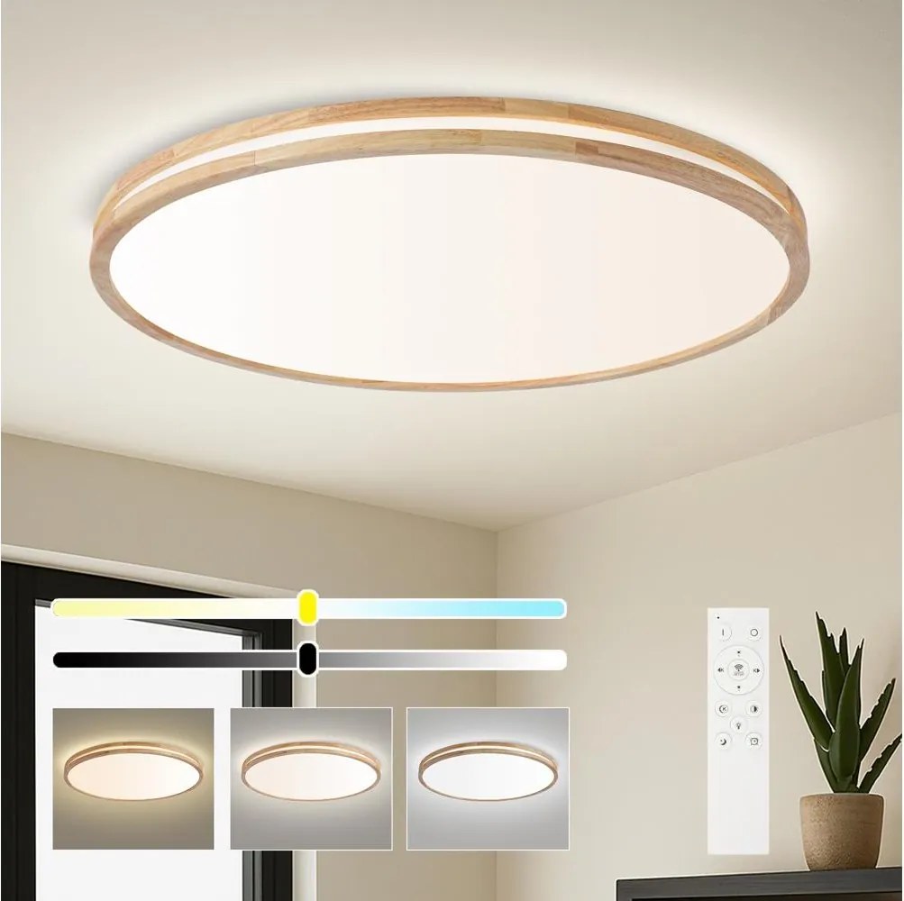 Brilagi - Corp de iluminat LED dimabil MOLINA LED/128W/230V 3000-6000K, stejar, diam. 100 cm + telecomandă