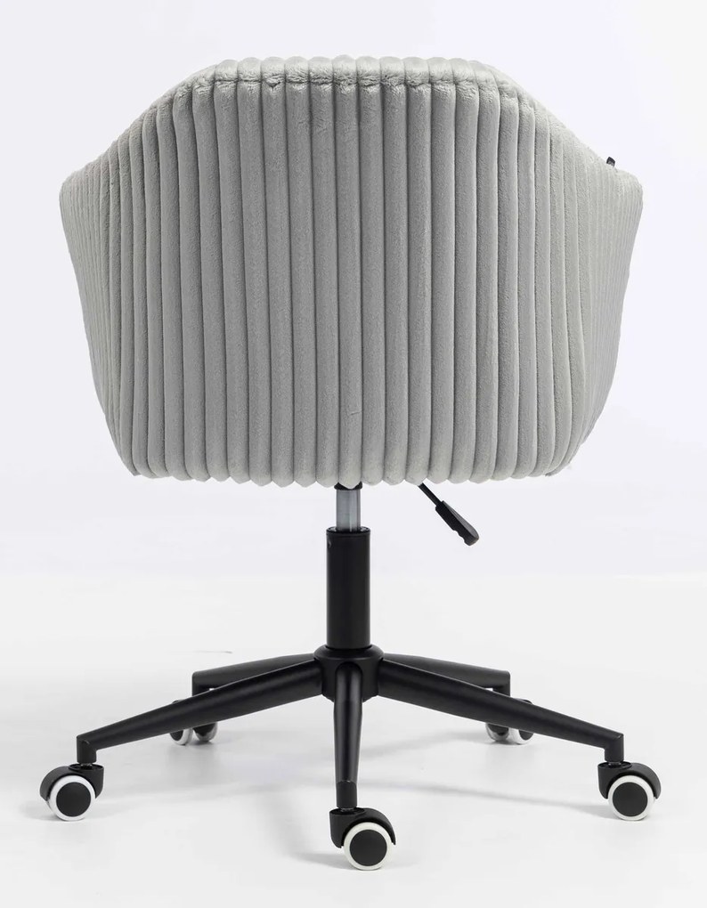 HR832K Scaun Gri Teddy Cord cu Bază Neagră