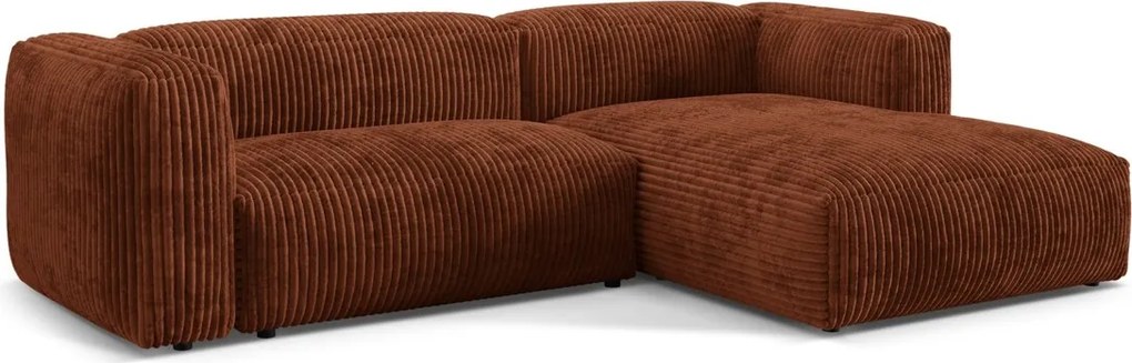 Coltar modular dreapta 2 locuri, Martina-212, Micadoni Home, 283x176x75 cm, velur, caramiziu