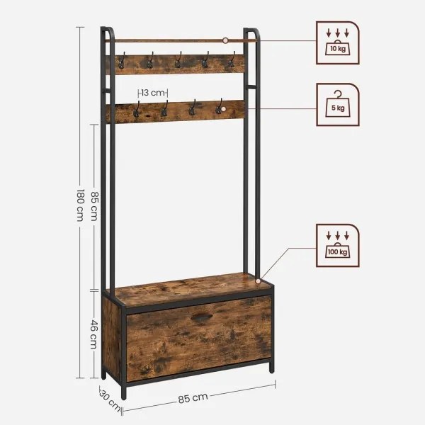 Cuier de podea NAVOR, maro/negru