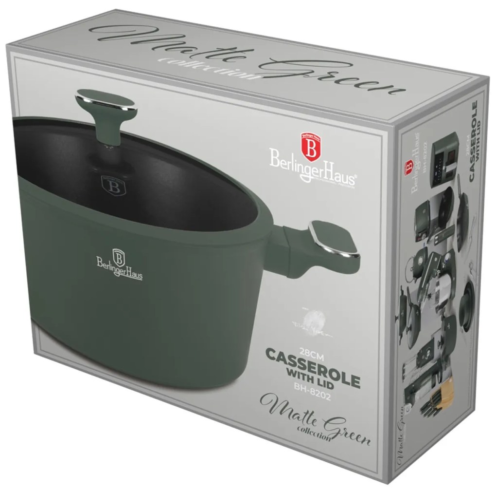 Oala aniaderenta cu interior titan 28 cm Green Matte Collection Berlinger Haus BH 8202