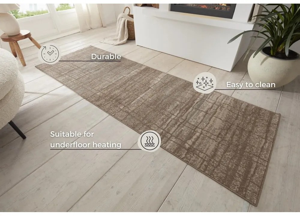 Covor tip traversă maro/bej 80x200 cm Terrain – Hanse Home