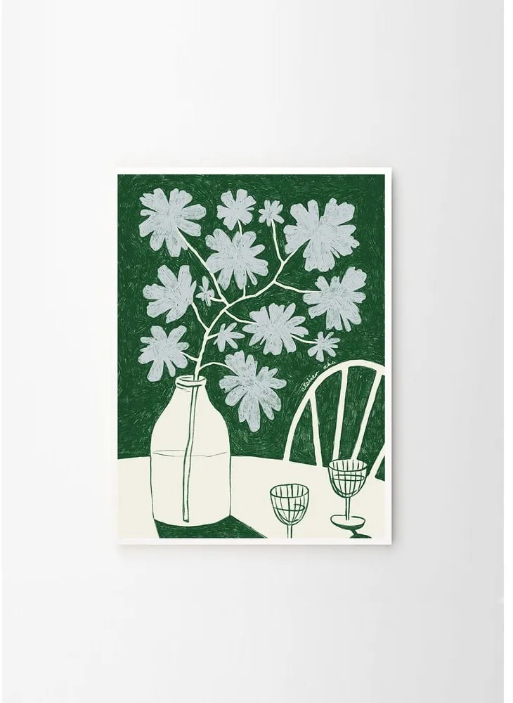 Poster 30x40 cm Blue Flowers &amp; Red Wine – Anouk van Cleef – The Poster Club