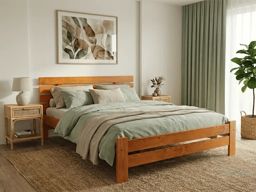 Pat inalt Paris, arin 140x200 cm Saltele: Cu saltele Coco Maxi 20 cm, Somiera pat: Cu lamele drepte