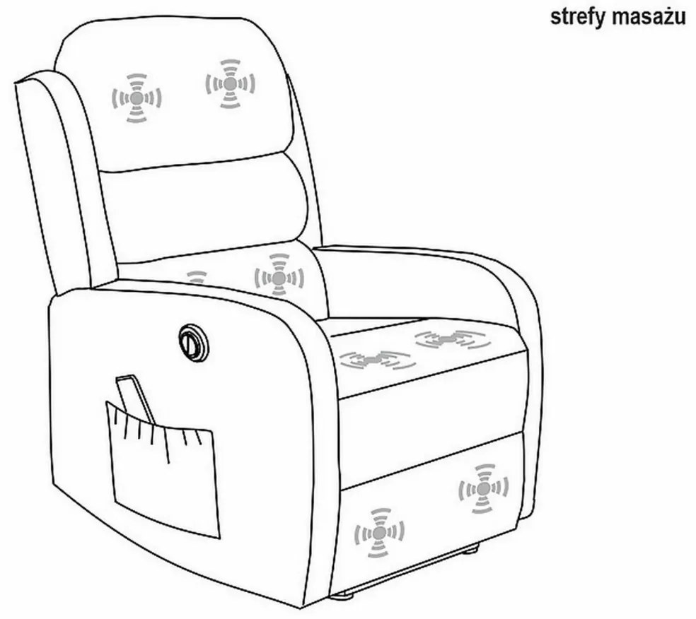 Fotoliu recliner cu functie de masaj Pegaz M velvet gri Blu14