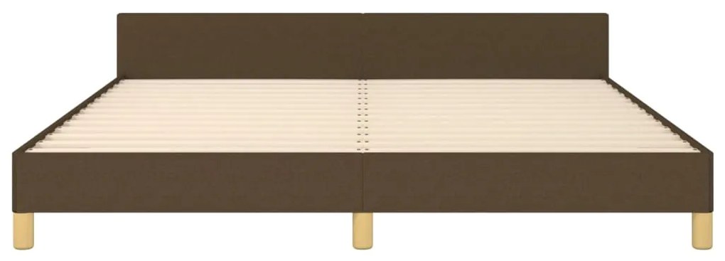 Cadru de pat cu tablie, maro inchis, 180x200 cm, textil Maro inchis, 180 x 200 cm, Design cu nasturi