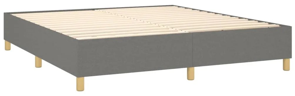 Pat box spring cu saltea, gri inchis, 180x200 cm, textil Morke gra, 180 x 200 cm, Benzi orizontale