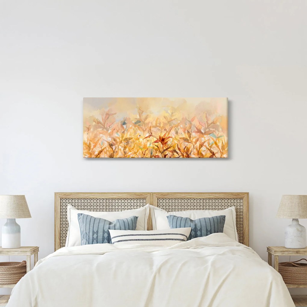 Tablou - Frunze în culori de toamnă, pictură în ulei (120x50 cm)