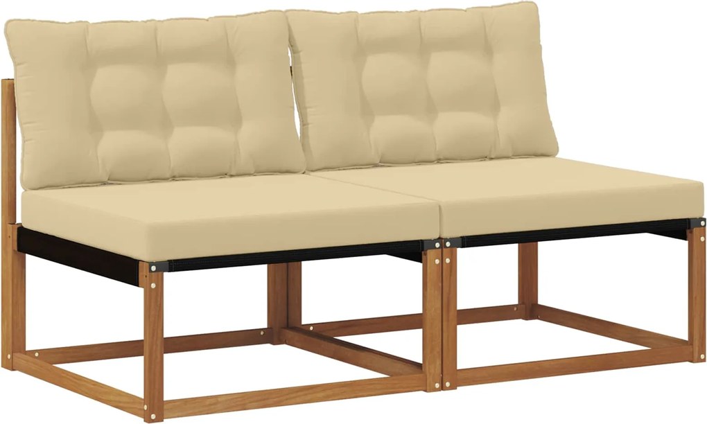 vidaXL 2 Bucată Canapea Medie pentru Exterior Lemn Solid de Acacia