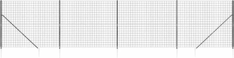 vidaXL Gard plasă de sârmă cu țăruși de fixare, antracit, 1,6x10 m