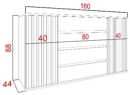 Comoda moderna cu 2 usi si 4 sertare, model riflaj, negru stejar artisan, 160x88x44 cm, Bortis impex stejar artisan negru mat, 4 sertare si 2 usi, 160