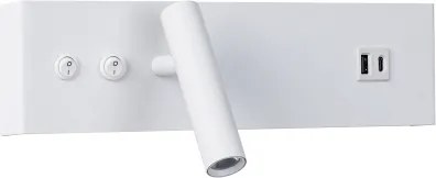 Brilagi-LED Aplica de perete cu spot și port USB NOCTIS, LED/3W/230V+LED/9W, albă