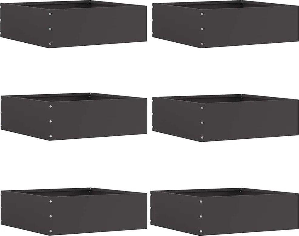 vidaXL Margine pentru gazon 6 pcs Negru 40 x 40 x 13 cm Oțel