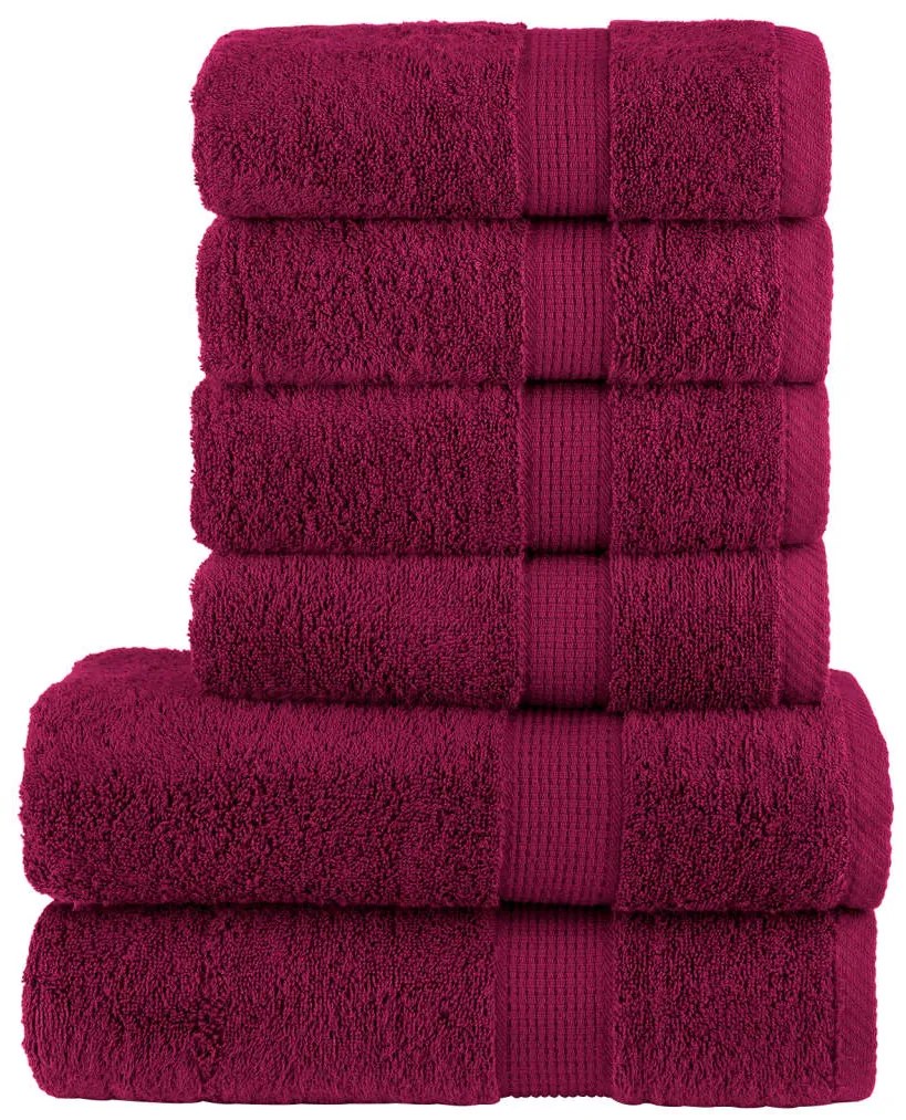 vidaXL Set de prosoape premium SOLUND, 6 piese, bordo, 600 g/m²