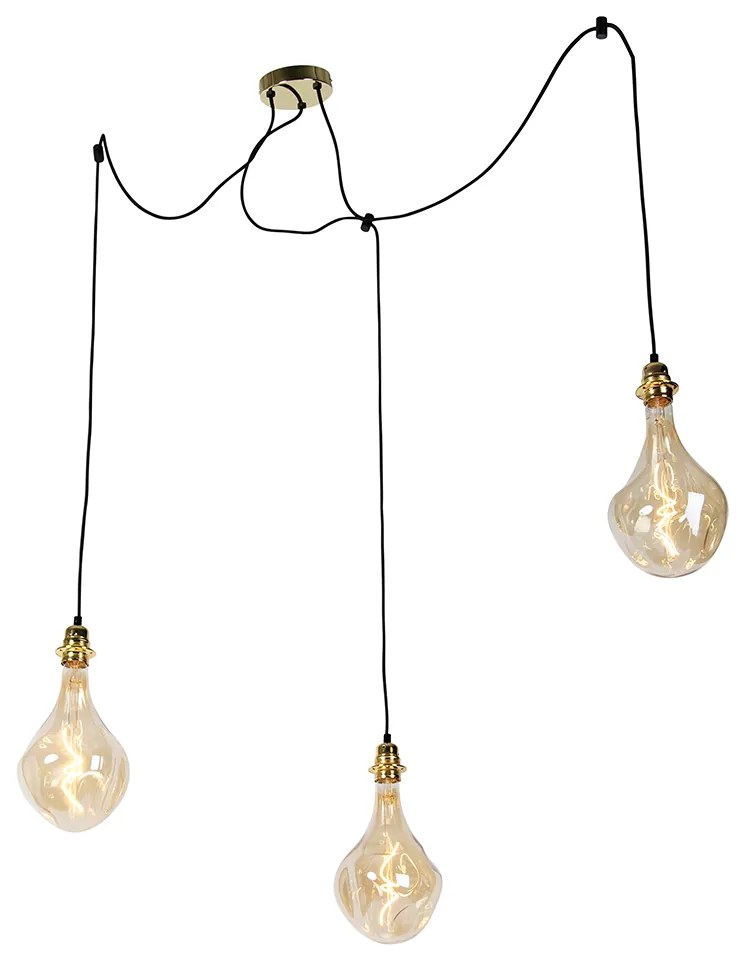 Lampă suspendată aurie cu 3 lumini inclusiv LED auriu reglabil - Cava Luxe