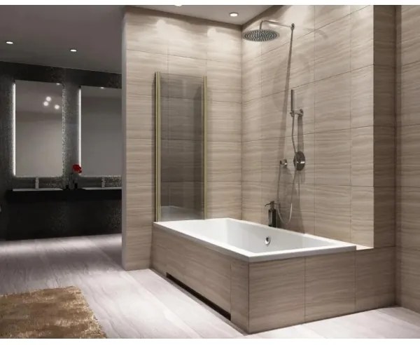 REA-K9777 - Paravan pliabil pentru cadă AGAT 140x100 cm, auriu periat/transparent