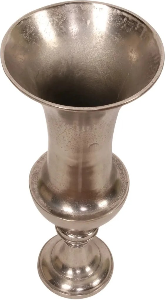 Vază din aluminiu, argintiu, finisaj nichelat, 58 x 24 cm, „Delphine”