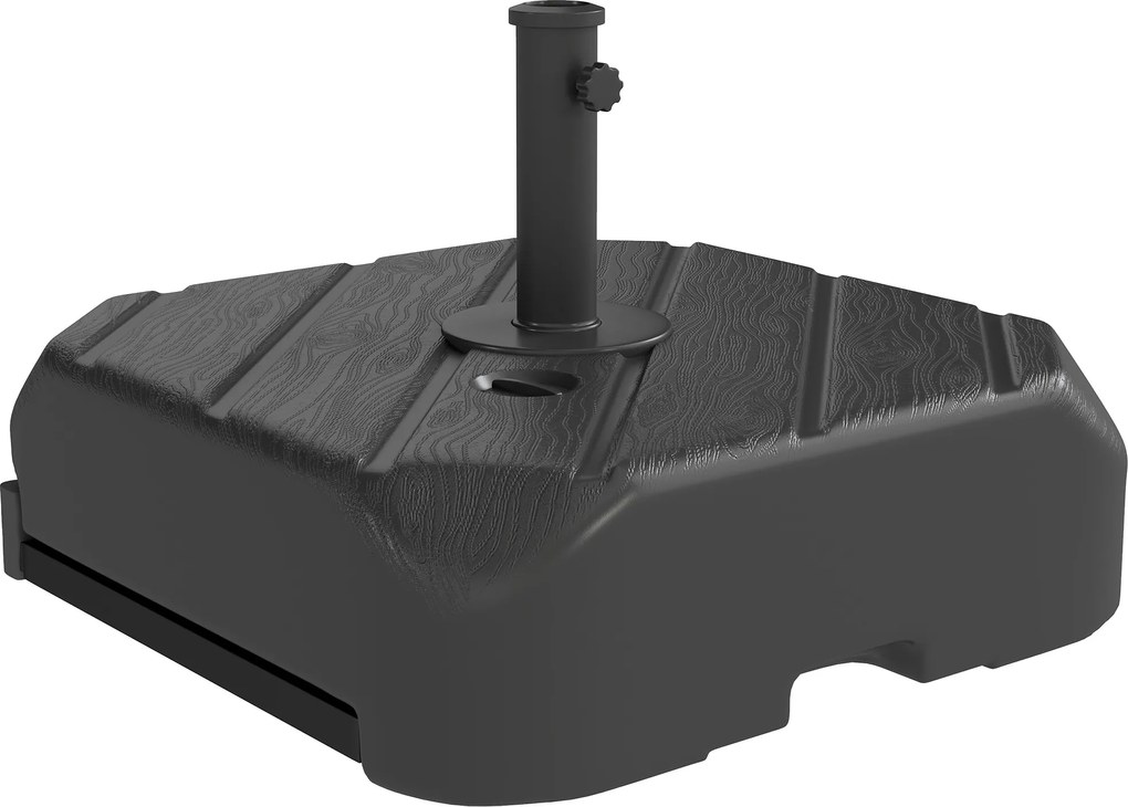 Outsunny Bază pentru umbrelă pe roți, umplere cu 45 kg apă / 72 kg nisip, pentru stâlp Ø 38 și 48 mm, negru | Aosom Romania