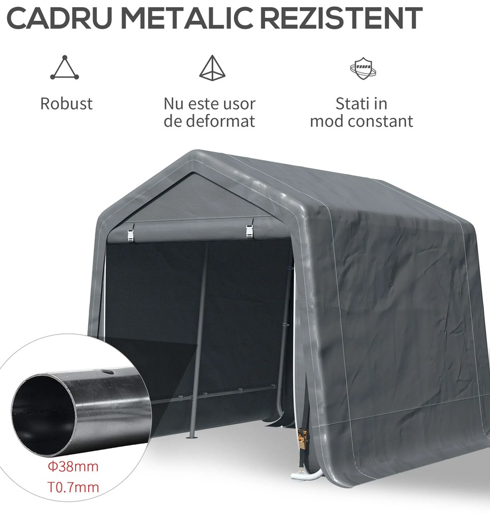 Outsunny Copertina pentru Masini, Motociclete si Biciclete, pentru exterior din Metal si Tesatura PE, Gri | Aosom Romania